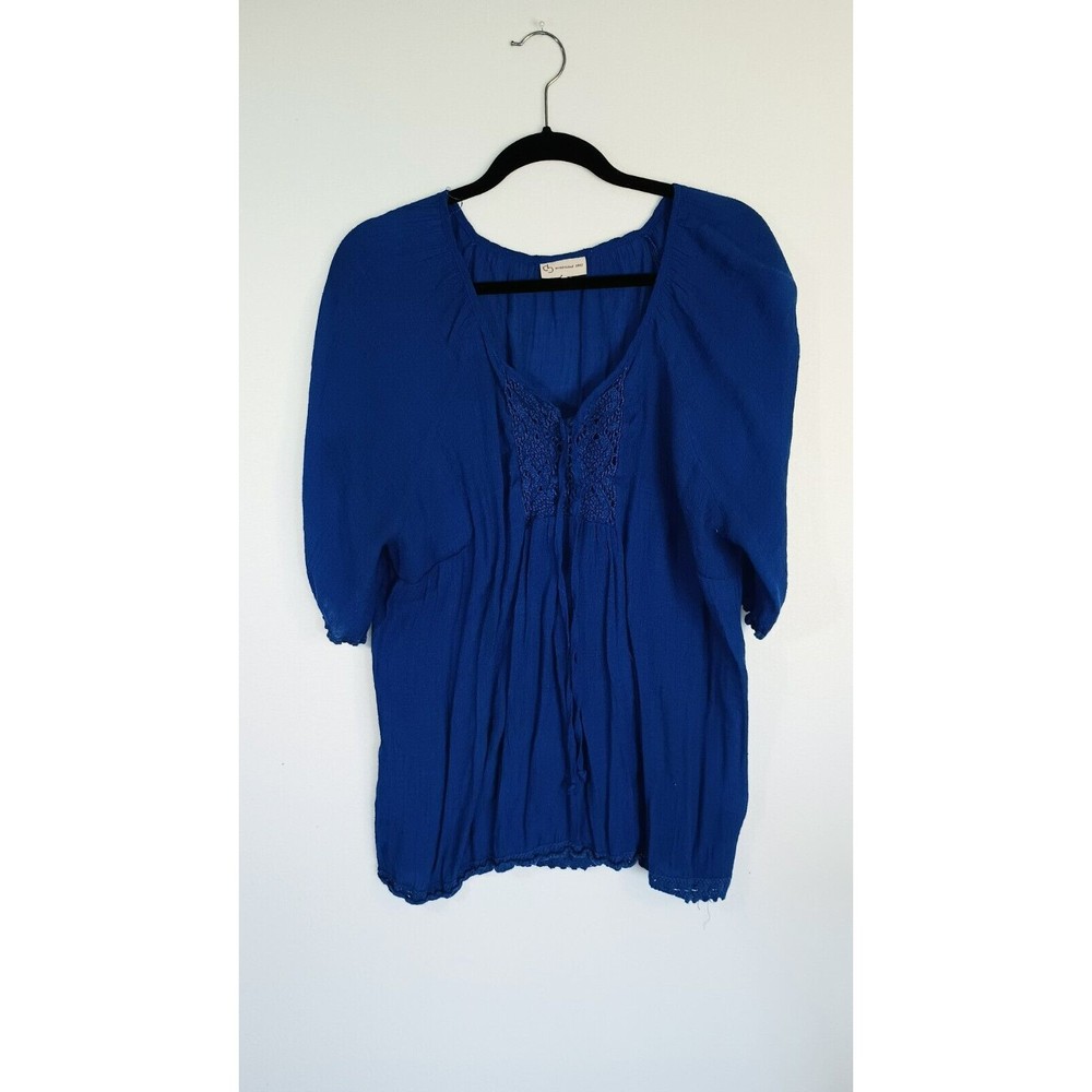 CB Established 1962 Women's Blue Crochet Top Size 2X